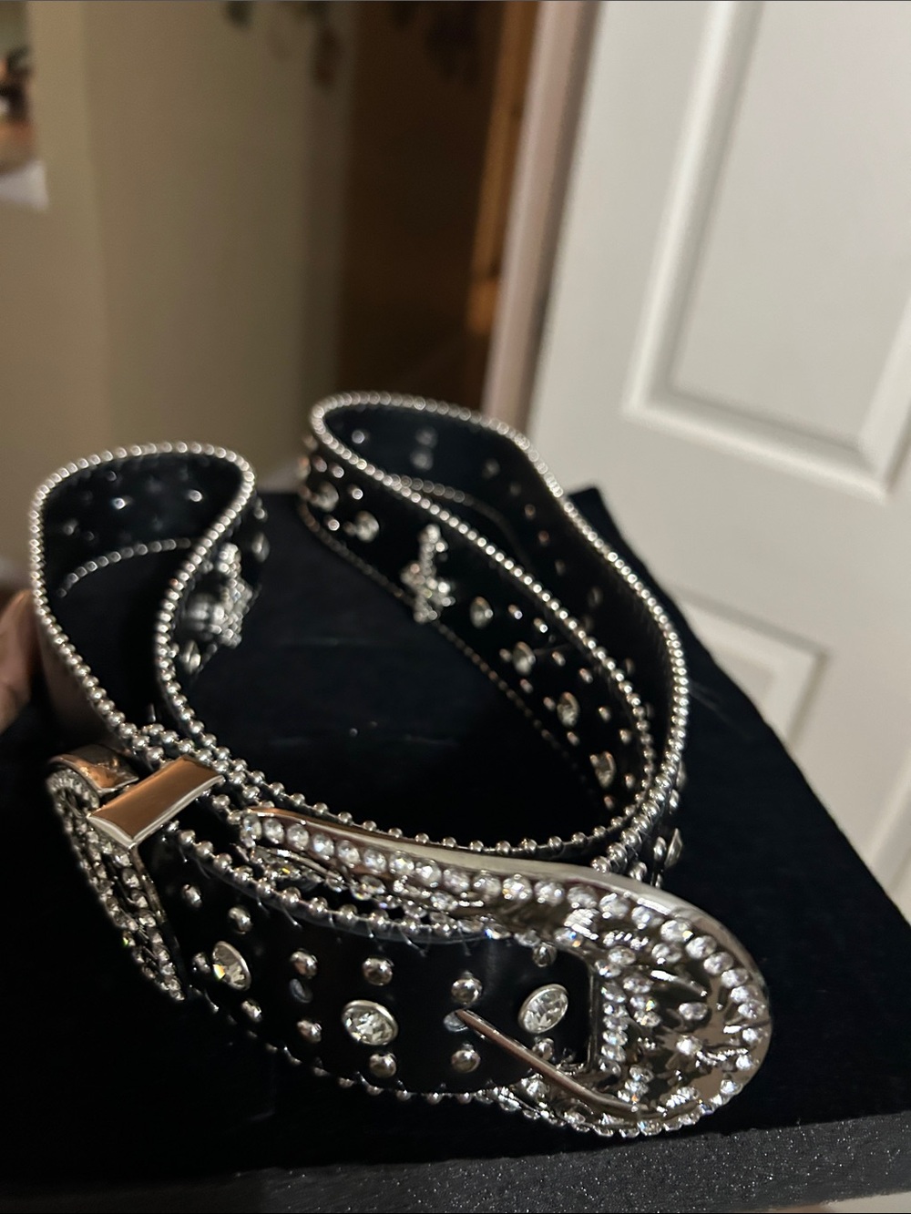 Studded Black Crystal Accent Women’s Belt